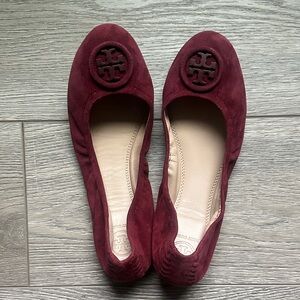 Tory Burch dark cherry Suede Flats